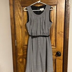 Elle Monochrome Gingham Midi Dress